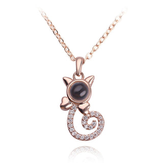 Projection Necklace 100 Languages I Love You Pendant Jewelry For Lover Girlfriend 2023 Trendy Couple Romantic Cute Accessories ALODIA STORE