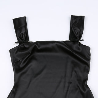 Sweetown Sleeveless Black Goth Y2K Mini Dresses Two Layer ALODIA STORE