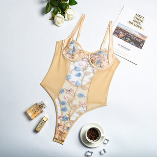 Eroctic Lingerie Tulle Embroidery Bodysuits for Women Summer 2022 See Through Lingerie Bodysuit One Piece Lingerie for Women ALODIA STORE