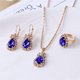Exquisite Double Heart Necklace Earrings Bracelet Jewelry Set Charm Ladies Jewelry Fashion Bridal Accessory Set Romantic Gifts ALODIA STORE