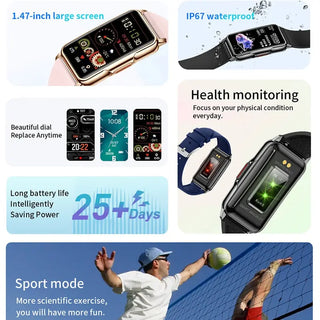 New Sports Smart Watch Men Women 1.47-inch Full Touch Fitness Tracker IP67 Waterproof Smartwatch For Huawei Xiaomi Phone ALODIA STORE