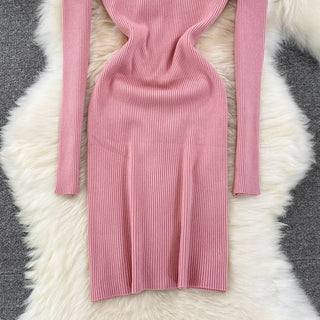 Elegant Turtleneck Long Sleeve Knit Bodycon Pencil Dress Slim Basic Fashion Sweater Vestido Sexy Women Autumn Winter Clothing ALODIA STORE