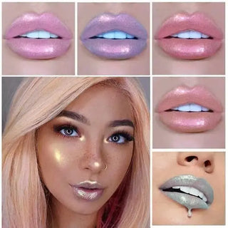 Plump Lip Gloss Lips Makeup Waterproof Long Lasting Holographic Mermaid Lip Tint Nude Moisturizer Glossy Glitter Liquid Lipstick ALODIA STORE