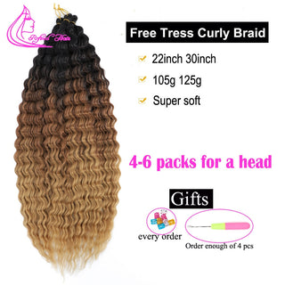 Synthetic Curly Braids  Water Wave 22 30 Inch Long Crochet Hair Ombre Brown Blonde Pink Deep Wave Braiding Hair Extensions ALODIA STORE