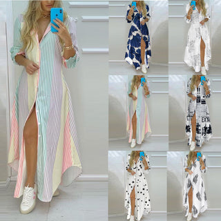 European And American Spring And Summer Fashion Sexy Shirt Long Skirt Dress Women ALODIA STORE