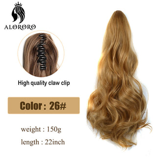 Synthetic 22inch Claw Clip Ponytail Hair Extension Wavy Ponytail Synthetic Ponytail Hair Clip For Women Pony Tail Hairpiece ALODIA STORE