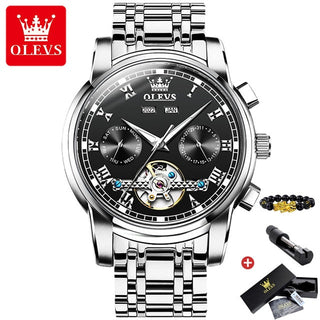 OLEVS Original Watch For Men Automatic Mechanical Watch Top Brand Luxury Tourbillon Wristwatch Classic Male Black Watches  6607 ALODIA STORE
