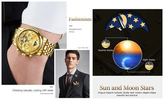 OLEVS Men Watch Automatic Mechanical Watch Stianless Top Brand Luxury Moon phase SkeletonTourbillon Wristwatch Reloj hombres ALODIA STORE