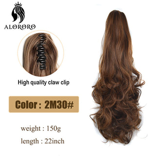 Synthetic 22inch Claw Clip Ponytail Hair Extension Wavy Ponytail Synthetic Ponytail Hair Clip For Women Pony Tail Hairpiece ALODIA STORE