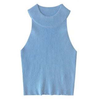 Sexy Tank Top Turtleneck Halter Crop Tops Women Summer Camis Backless Camisole Fashion Casual Tube Lady Sleeveless Cropped Vest ALODIA STORE