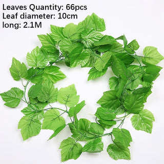 Artificial Plant Vines Wall Hanging Rattan Leaves Branches Outdoor Garden Home Decoration Plastic Fake Silk Leaf Green Plant Ivy ALODIA STORE