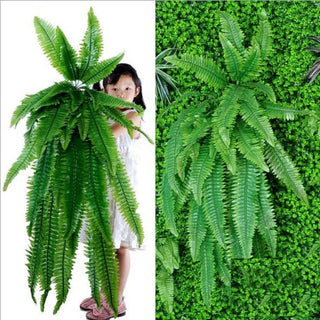 Hanging Plants Artificial Greenery Hanging Fern Grass Plants Green Wall Plant Silk Artificial Hedge Large Home Decor Garden ALODIA STORE