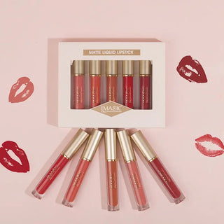 IMAGIC  5-color Set Waterproof Matte Velvet Nude Nude Color Lipstick Lip Gloss Deep Red Long Lasting Lip Gloss Female Lip - Alodia Store