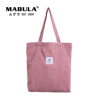 MABULA High Quality Casual Corduroy Tote Bag Environmental Soft  Shopping Bags Autumn Foldable Storage Grocery Handbag for Women ALODIA STORE