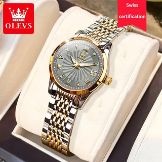 OLEVS Luxury Brand Ladides Automatic Mechanical Wristwatch Waterproof Stainless Steel Simple Watch For Women Gift for girl ALODIA STORE