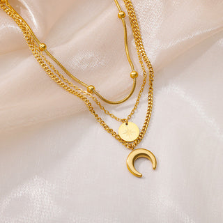 Stainless Steel Geometry Star Moon Butterfly Pendant Multilayer Chain Choker Necklace For Women Wedding Accessories Dropshipping ALODIA STORE