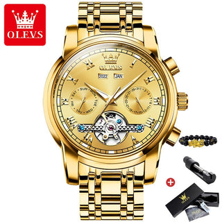 OLEVS Original Watch For Men Automatic Mechanical Watch Top Brand Luxury Tourbillon Wristwatch Classic Male Black Watches  6607 ALODIA STORE