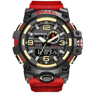 SMAEL Men Sport Watches Dual Time Digital Watch Quartz 50m Waterproof Watch Led Military Watch Sport 8035 Men Watches Wristwatch ALODIA STORE