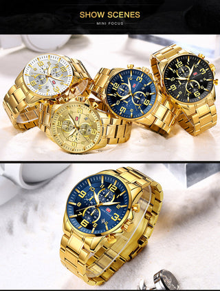 MINI FOCUS Watches Mens Top Brand Luxury Gold Watch Calendar Waterproof Chronograph Multifunction Business relogio masculino New ALODIA STORE