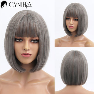 Short Bob Wig Synthetic Wigs For Women Black Ombre Red Blonde Pink Lolita Cosplay Party Natural Hair Heat Resistant Perruque Bob ALODIA STORE