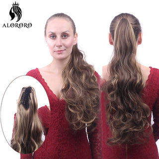 Synthetic 22inch Claw Clip Ponytail Hair Extension Wavy Ponytail Synthetic Ponytail Hair Clip For Women Pony Tail Hairpiece ALODIA STORE