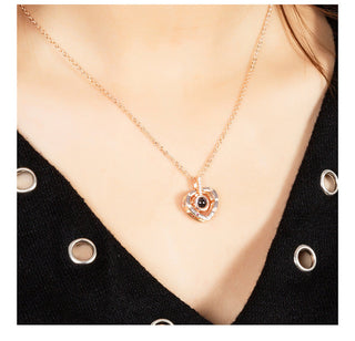 Projection Necklace 100 Languages I Love You Pendant Jewelry For Lover Girlfriend 2023 Trendy Couple Romantic Cute Accessories ALODIA STORE