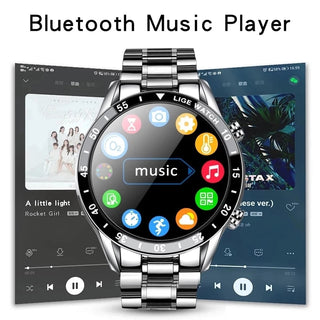 LIGE 2022 Full Circle Touch Screen Steel Band Luxury Bluetooth Call Men Smart Watch Waterproof Sport Activity Fitness Watch+Box ALODIA STORE