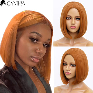 Short Bob Wig Synthetic Wigs For Women Black Ombre Red Blonde Pink Lolita Cosplay Party Natural Hair Heat Resistant Perruque Bob ALODIA STORE