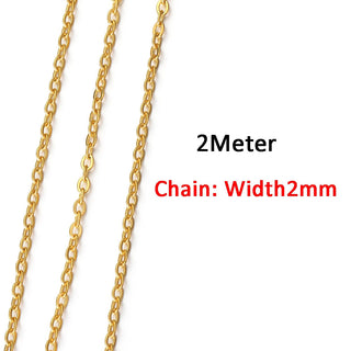 No Fade 2Meters Stainless Steel Chains for Jewelry Making DIY Necklace Bracelet Accessories Gold Chain Lips Beads Beaded Chain ALODIA STORE