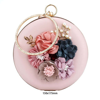 Pink Round Flower Clutch Bag ALODIA STORE