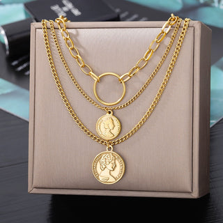 Stainless Steel Geometry Star Moon Butterfly Pendant Multilayer Chain Choker Necklace For Women Wedding Accessories Dropshipping ALODIA STORE
