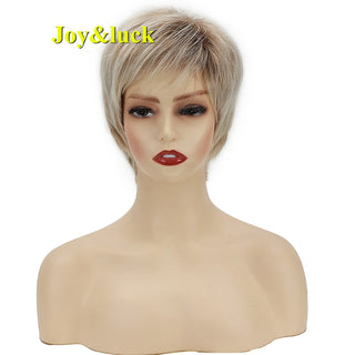 Short Ombre Blonde Wig Synthetic Bob Straight Hair With Bangs Women Natural Daily Wear Wig ALODIA STORE