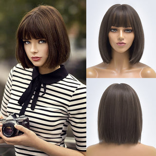 Short Bob Wig Synthetic Wigs For Women Black Ombre Red Blonde Pink Lolita Cosplay Party Natural Hair Heat Resistant Perruque Bob ALODIA STORE