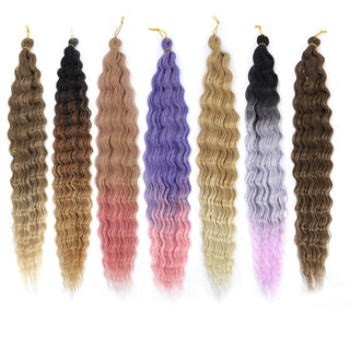 Synthetic Curly Braids  Water Wave 22 30 Inch Long Crochet Hair Ombre Brown Blonde Pink Deep Wave Braiding Hair Extensions ALODIA STORE