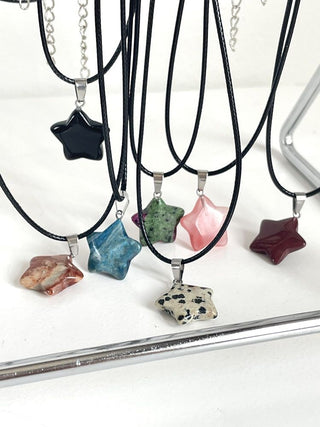 Trend Natural Stone Hexagon Crystal Rose Quartz Opal Star Pendant Necklace for Women Fluorite Lapis Bullet Pendulum Jewelry Gift ALODIA STORE