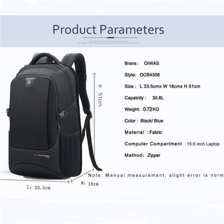 OIWAS Travel Multifunction Backpack Fashion Zipper Open Bag Men's Backpack Laptop High Quality Male Women Business Classic Bags ALODIA STORE