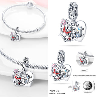 new 100% 925 sterling silver disney charm of ley 925 Chain Beaded Suitable For Ladies Original Pandora Bracelet DIY Jewelry ALODIA STORE
