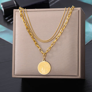 Stainless Steel Geometry Star Moon Butterfly Pendant Multilayer Chain Choker Necklace For Women Wedding Accessories Dropshipping ALODIA STORE