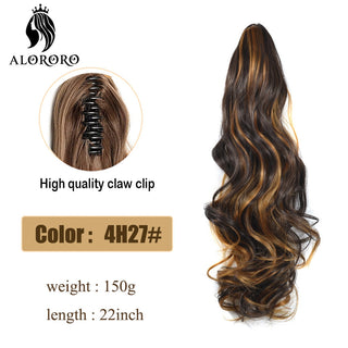 Synthetic 22inch Claw Clip Ponytail Hair Extension Wavy Ponytail Synthetic Ponytail Hair Clip For Women Pony Tail Hairpiece ALODIA STORE