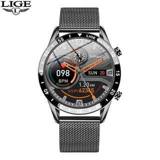 LIGE 2022 Full Circle Touch Screen Steel Band Luxury Bluetooth Call Men Smart Watch Waterproof Sport Activity Fitness Watch+Box ALODIA STORE