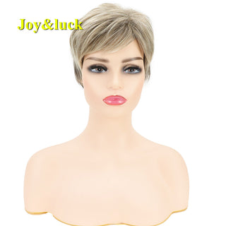 Short Ombre Blonde Wig Synthetic Bob Straight Hair With Bangs Women Natural Daily Wear Wig ALODIA STORE