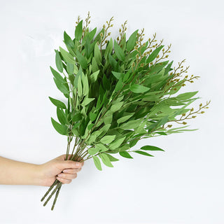 Silk Artificial Willow Bouquet Fake Green Leaves for Wedding Home Garden Vase Decoration Jungle Party DIY Plants Wreath ALODIA STORE