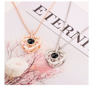 Projection Necklace 100 Languages I Love You Pendant Jewelry For Lover Girlfriend 2023 Trendy Couple Romantic Cute Accessories ALODIA STORE