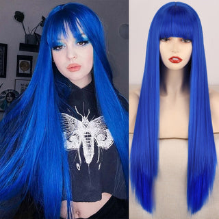 Lolita synthetic Wig Pink Wig Blonde wig Long Streight hair With Bangs Natural wigs For women hair Cosplay Wig ALODIA STORE