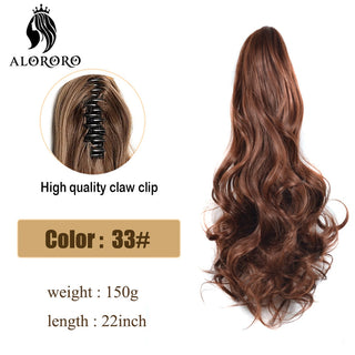 Synthetic 22inch Claw Clip Ponytail Hair Extension Wavy Ponytail Synthetic Ponytail Hair Clip For Women Pony Tail Hairpiece ALODIA STORE