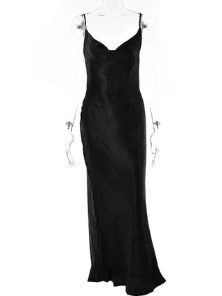 JULISSA MO Sexy Spaghetti Strap Backless Summer Dress Women Satin Lace Up Trumpet Long Dress Elegant Bodycon Party Dresses 2023 ALODIA STORE