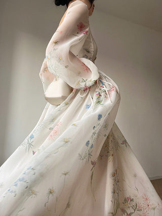 French Elegant Floral Midi dress ALODIA STORE