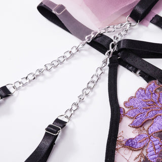 MIRABELLE Fine Lingerie for Women Sexy Porn Underwear Bra and Panty Set Lace Thongs Ruffle Fancy Embroidery With Chain Garter ALODIA STORE