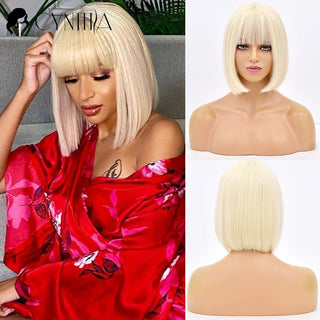 Short Bob Wig Synthetic Wigs For Women Black Ombre Red Blonde Pink Lolita Cosplay Party Natural Hair Heat Resistant Perruque Bob ALODIA STORE