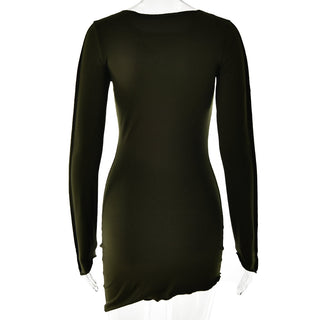 JULISSA MO Sexy Solid Patchwork O Neck Mini Dress Women Autumn Bodycon Long Sleeve Slim Fit Elegant Party Club Vestido ALODIA STORE